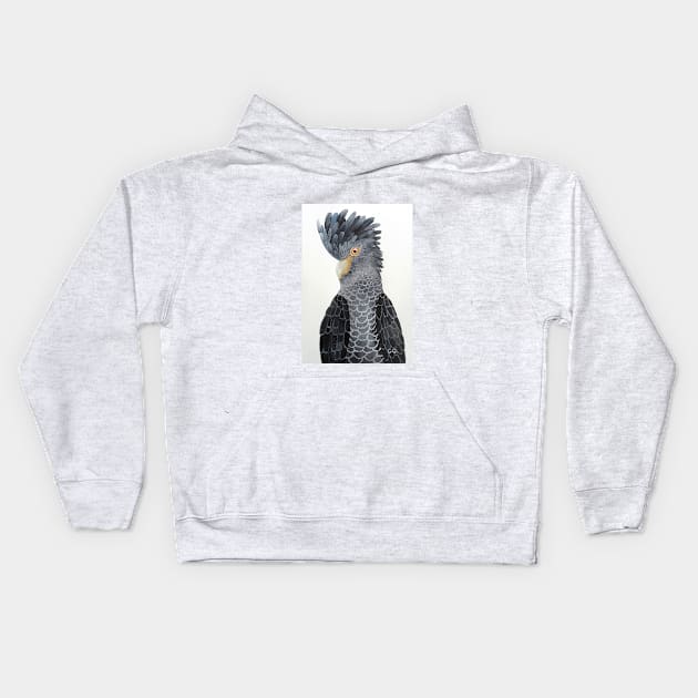 Black Cockatoo - bird art - painting Kids Hoodie by GarryGreenwood